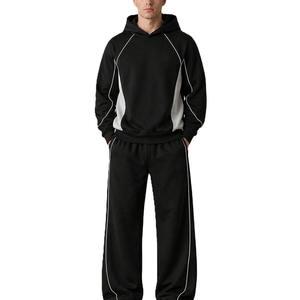 Pantalon long coupe droite couleur unie 100% coton décontracté pour l'automne à capuche séchage rapide respirant poches latérales taille élastique - Product Image 1