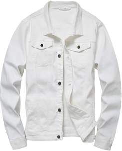 Veste en jean décontractée pour homme, coupe slim, style streetwear, enduite, col montant, 100 % coton de haute qualité, respirante, séchage rapide, coupe-vent, écologique - Product Image 1