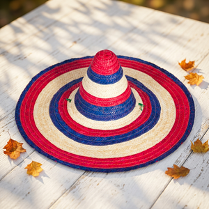 Sombrero Mexicano de Paja con Rayas Coloridas y Ala Ancha para Fiesta - Product Image 4