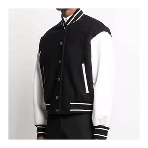 Fabricant OEM, veste de baseball de haute qualité pour hommes, veste varsity avec broderie personnalisée, manches en cuir, veste coupe-vent - Product Image 5