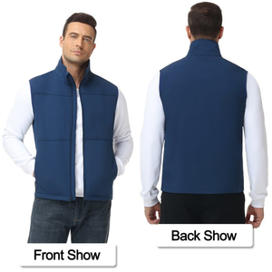 Latest Design Softshell Vests <b>Navy</b> Blue Color Zipper Up Casual Wear Stand Collar Breathable Windbreaker Softshell <b>Waistcoats</b> - Product Image 2