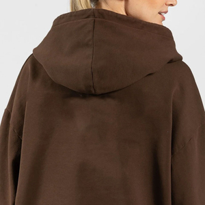 Vente en gros de sweat-shirts à col rond pour femmes, en coton French Terry, surdimensionnés, à épaules tombantes, avec broderie personnalisée du logo, écologiques, streetwear d'hiver - Product Image 4