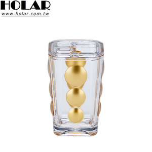 [Holar] Taiwan Made Luxury Clear Gold Acrylic Shatterproof 3 Slots Toothbrush Stand <b>Toothpaste</b> Organizer for Bathroom Storage - Product Image 1