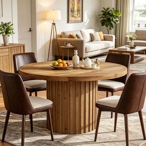Tavolo da Pranzo in Legno Massello Rettangolare con Piano in Pietra Sinterizzata Effetto Marmo, Arredamento per Sala da Pranzo, Assemblato - Product Image 6