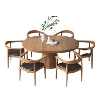 Premium Luxus Modernes Design Massivholz Runder Esstisch Set für Restaurant Gewerbliche Nutzung Hergestellt in Indonesien
