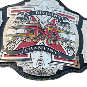 เข็มขัดแชมป์ TNA X-Division หนังสีดำ ดีไซน์สีเงินและสีแดง คุณภาพพรีเมียม สำหรับแฟนๆ MMA - Product Image 6