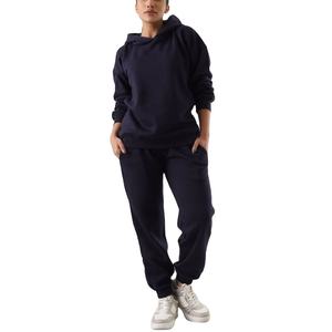Conjunto Deportivo de 2 Piezas para Mujer, Sudadera con Capucha de Forro Polar y Pantalones Deportivos, Color Sólido, Corte Holgado Informal, para Todas las Temporadas - Product Image 2