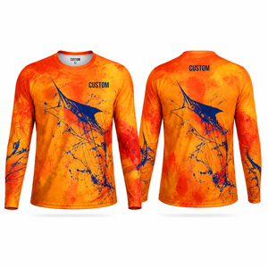 Camisetas de Pesca de Manga Larga con Cuello Redondo de la Mejor Calidad - UPF+ Logotipo Personalizado Transpirable Camiseta de Pesca de Manga Larga de Secado Rápido - Product Image 2