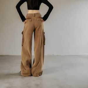 Jean droit coupe classique pour femme en denim écologique respirant avec tissu à mémoire de forme, nœuds, dentelle et volants – Style streetwear tendance - Product Image 4