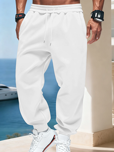 Pantalones deportivos de lana para hombre, pantalones largos informales con cordón, pantalones de calle cómodos, pantalones con bolsillos a la moda, pantalones de chándal básicos sueltos - Product Image 5