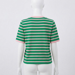 Suéter de punto acrílico a rayas rosa y verde personalizado, estilo casual para mujer, ideal para hermandades, camiseta, ropa griega. - Product Image 4