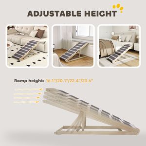 Scala Pieghevole in Legno Massello per Animali Domestici, Rampa per Cani Regolabile a 4 Altezze per Divano, per Cani di Piccola e Grande Taglia da 16 a 23,5 Pollici - Product Image 6