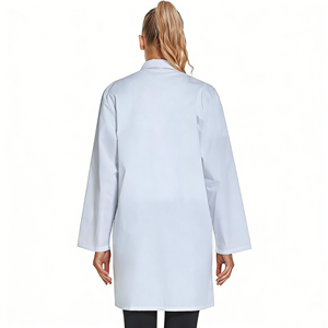 Blouse de laboratoire blanche tissée pour femmes, coton et polyester, uniforme d'hôpital, 3 poches, fermeture à boutons-pression, blouse médicale pour médecin - Product Image 3