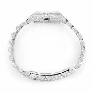 นาฬิกาหรูหราประดับเพชรโมอิสซาไนต์เต็มเรือน หน้าปัดสีชมพู ระบบออโตเมติก ตัวเรือนสแตนเลสสตีล - Product Image 3