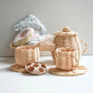 Juego de té de mimbre tejido a mano, juguete educativo para niños, precio económico, juguetes al por mayor para jardín de infantes - Product Image 1