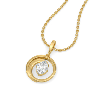 Collar Clásico con Colgante de Diamante en Oro, Corte Brillante Redondo, Cadena de Caja, Unisex, para Uso Diario - Product Image 2