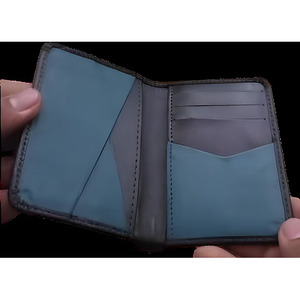 Portefeuille en cuir fin pour homme, bicolore bleu marine et gris anthracite, minimaliste, avec poche de rangement pour cartes de crédit et espèces, idéal pour les voyages - Product Image 3