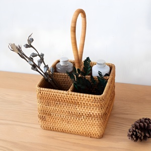 Restaurant Home <b>Kitchen</b> Utensil Organizer Rattan Utensils Holder Basket Storage Countertop Decor - Product Image 3