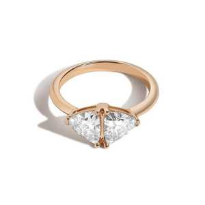 Wholesale 2 Carat 14K Gold Trillion Cut Engagement <b>Rings</b> 3 Prong Set Toi Et Moi <b>Two</b> Lab Grown Diamond Bands Anniversary <b>Ring</b> IGI - Product Image 5