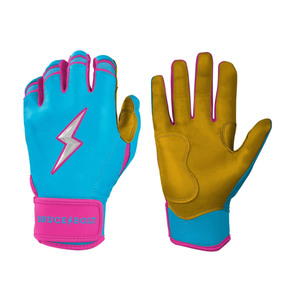 Blue Pink PU Leather Batting Gloves Padded <b>Hook</b> And Loop Closure Ambidextrous Unisex Adult Training - Product Image 6