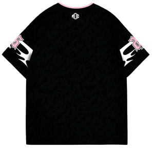 Camiseta deportiva de fútbol americano de malla de poliéster transpirable, rosa y negra, con gráficos, estilo urbano, OEM, marca privada, venta al por mayor para EE. UU. - Product Image 4