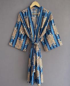 Women's Comfortable Lightweight Cotton <b>Kaftan</b> Indian Hand Block Print Sleeve Maxi <b>Summer</b> Cotton Dress Casual - Product Image 4