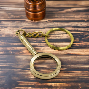 Porte-clés boussole en laiton de style vintage avec logo personnalisable Porte-clés en métal à la mode avec loupe Cadeau de Noël - Product Image 5