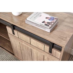 Scrivania a L Reversibile Color Nocciola per Ufficio Domestico con Credenza Scorrevole e Porta a Battente, Postazione di Lavoro con Spazio di Archiviazione Integrato - Product Image 4