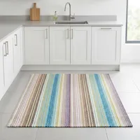 HILTEX Geometric Pattern Cotton Loop Pile Cushioned Flat Weave Coastal Rug Rectangle Handmade Washable Non-Slip Latex Backing