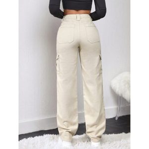 Pantalones vaqueros cargo de cintura alta para mujer, estilo Y2K, elásticos, con múltiples bolsillos, holgados, informales, a la moda, tallas 26-40 - Product Image 2