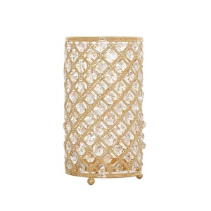 Gold Crystal <b>Candle</b> Holder Lantern Clear Diamond Pattern Candlestick Vase Table <b>Centerpiece</b> for Wedding Home Decor - Product Image 3