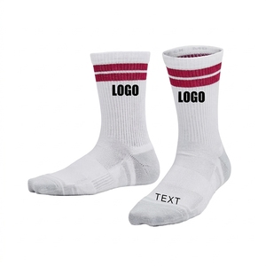 White Crew <b>Socks</b> With Blue Stripes Logo Printed Breathable Cotton Basketball <b>Socks</b> For Adults Summer Style - Product Image 4