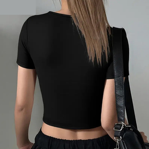 T-shirt court d'été pour femme de haute qualité, écologique, respirant, séchage rapide, décontracté, confortable, 100% coton, personnalisable - Product Image 3