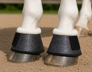 Premium Fashionable Hoof Protector Horse Bell Boot Glitter Fabric Neoprene Padded for Strap Shock Absorber Customizable - Product Image 4