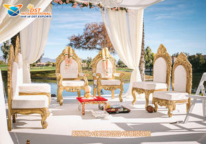 Ensemble de chaises Mandap pour cérémonie de mariage indienne, style moderne et luxueux, en bois, pour mariages en intérieur/extérieur, prix bas - Product Image 6