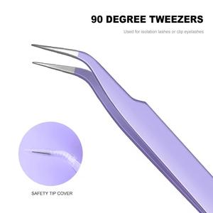 Precision Eyelash Tweezers Stainless Steel <b>Smooth</b> Tip Pink Purple Black Professional Makeup <b>Tool</b> - Product Image 2