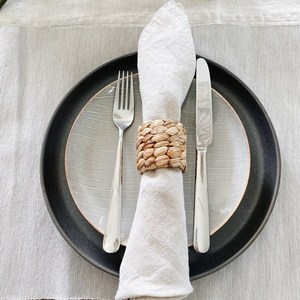 Anneau de serviette bohème en jacinthe d'eau, rond, tissé à la main, boucle de nappe couleur naturelle, surface lisse, pour fêtes et événements, vente en gros - Product Image 5