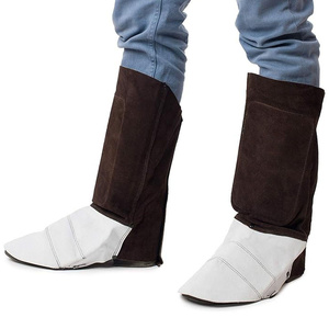 Guêtres de soudeur en cuir de vachette pleine fleur de qualité supérieure, résistantes à l'abrasion et à la chaleur, protection robuste des pieds pour vêtements de sécurité - Product Image 1