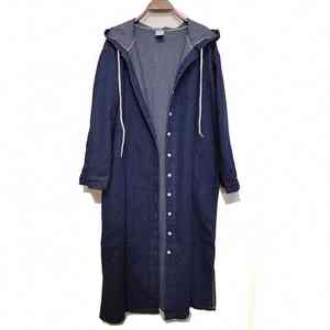 Veste coupe-vent en jean oversize pour femme, manteau long en jean, style décontracté, streetwear d'automne, vente en gros - Product Image 3