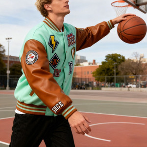 Custom Wool Leather Letterman <b>Jacket</b> <b>Men</b> Streetwear Varsity <b>Jacket</b> Towel Embroidery <b>Baseball</b> <b>Jacket</b> High Quality - Product Image 4