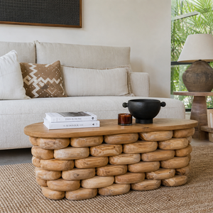 Mesa Consola ARTERRA Premium Hecha a Mano con Diseño Rústico Moderno y Duradero en Madera de Teca con Acabado Guijarro, Ecológica para Sala de Estar - Product Image 3