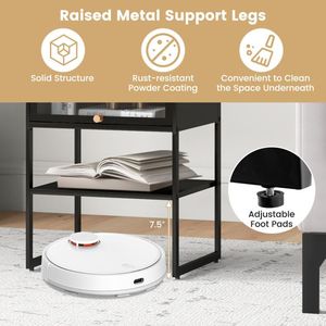 Comodino con anta a ribalta e ripiano portaoggetti - Product Image 3