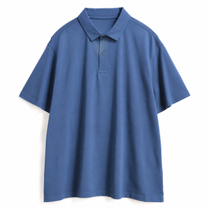 เสื้อยืดคอกลมสีน้ำเงินสำหรับผู้ชาย แขนสั้น ผ้าฝ้ายออร์แกนิค 100% ผ้าปิเก้ ทรงปกติ สไตล์ลำลอง ระบายอากาศได้ดี ผ้าถักแบบ 3 มิติ - Product Image 5