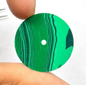 Esfera de Malaquita Verde Natural de Corte Plano para Reloj, 28.5mm, 0.6mm de Grosor, 2mm de Agujero Central, Modelo K Gems 1825w Rajasthan - Product Image 4