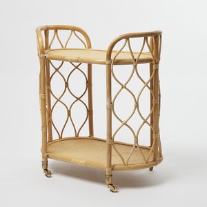 Natural rattan barcart cheap price <b>bar</b> trolley wholesale eco friendly cane food cart on wheels - Product Image 4