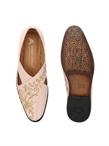 Premium <b>Cream</b> Embroidered Slide Slippers Flat Loafers for Men, Elegant Slip-On Dress <b>Shoes</b> for <b>Wedding</b>, Party, and Festival - Product Image 2