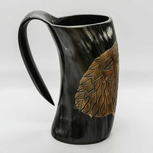 Jarra de Cuerno de Búfalo 100% Natural, Ecológica, Pulida, Diseño Vikingo para Beber Vino o Cerveza, Fiestas, Bodas, FAIZA CRAFT - Product Image 2