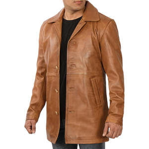 Abrigos Largos de Cuero para Hombre, Moda Invernal Premium, Diseño Estilo Gabardina, Material de Cuero Vacuno Genuino, Abrigo Cálido para la Calle - Product Image 4