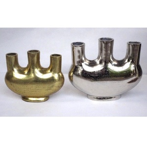 Modern Cast Aluminium Tabletop Vase Black and Silver Finish <b>Metal</b> Crafts for Home Decor - Product Image 4