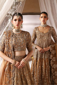 Robe de mariée dorée grande taille pour mère de la mariée, avec dentelle et perles, longueur ras du sol, style ethnique pakistanais Lehenga, sur mesure OEM - Product Image 4